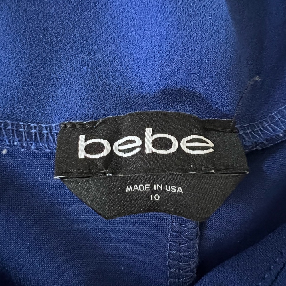 Bebe Blue Off-Shoulder Pleated Sheath Dress Size 10 - Picture 3 of 12